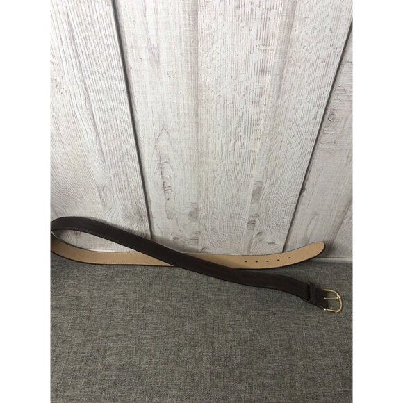 Genuine Leather Belt Mens Size 48 Brown with Removable Gold Tone Buckle - Picture 3 of 4